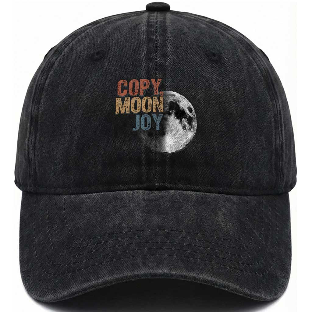 Copy Moon Joy Washed Cotton Baseball Cap Funny Lunar Quote Graphic