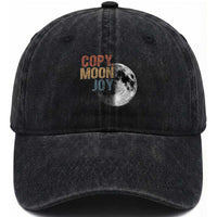 Copy Moon Joy Washed Cotton Baseball Cap Funny Lunar Quote Graphic