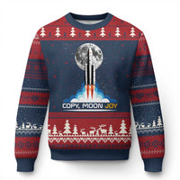Copy Moon Joy Ugly Christmas Sweater Rocket Launch Full Moon
