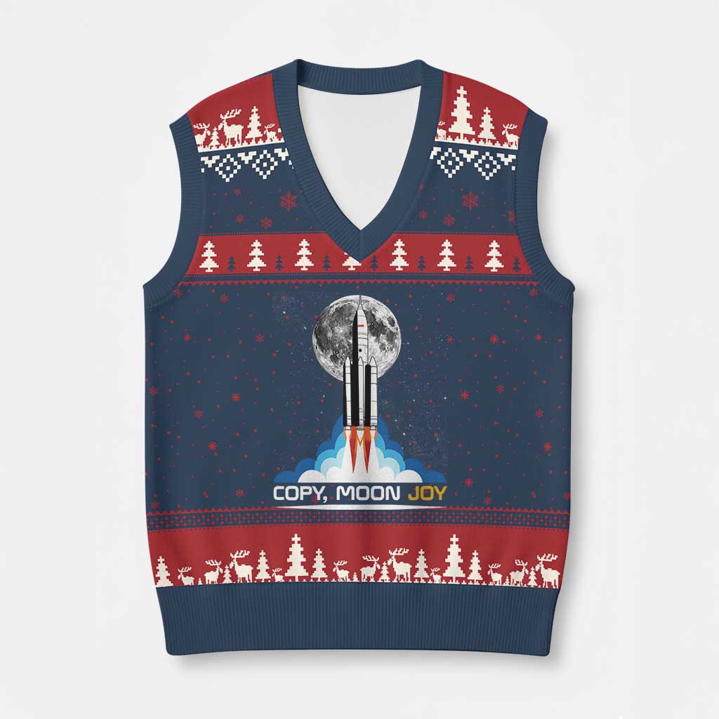 Copy Moon Joy V-Neck Knit Sweater Vest Rocket Launch Full Moon