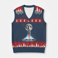 Copy Moon Joy V-Neck Knit Sweater Vest Rocket Launch Full Moon