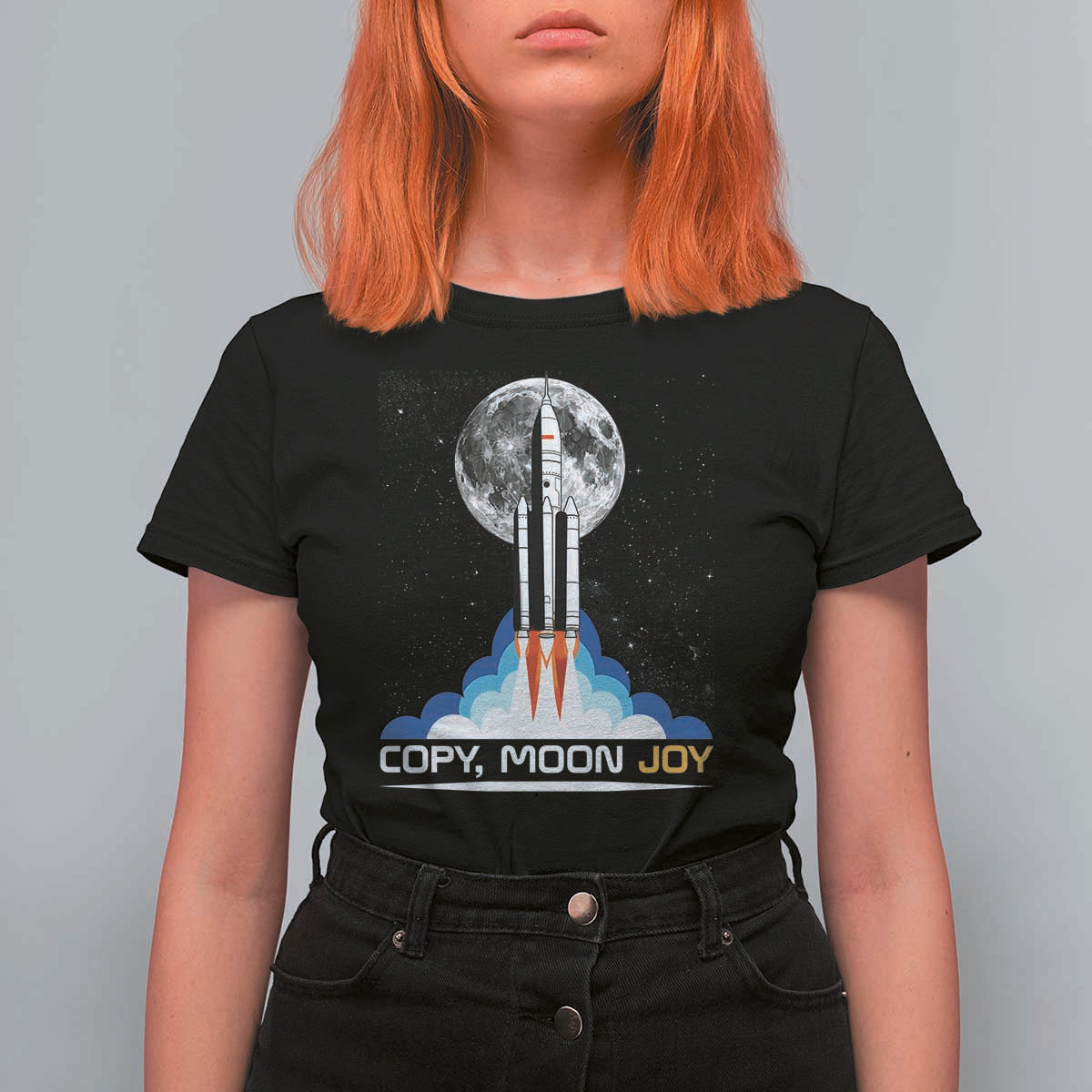 Copy Moon Joy T Shirt For Women Rocket Launch Full Moon