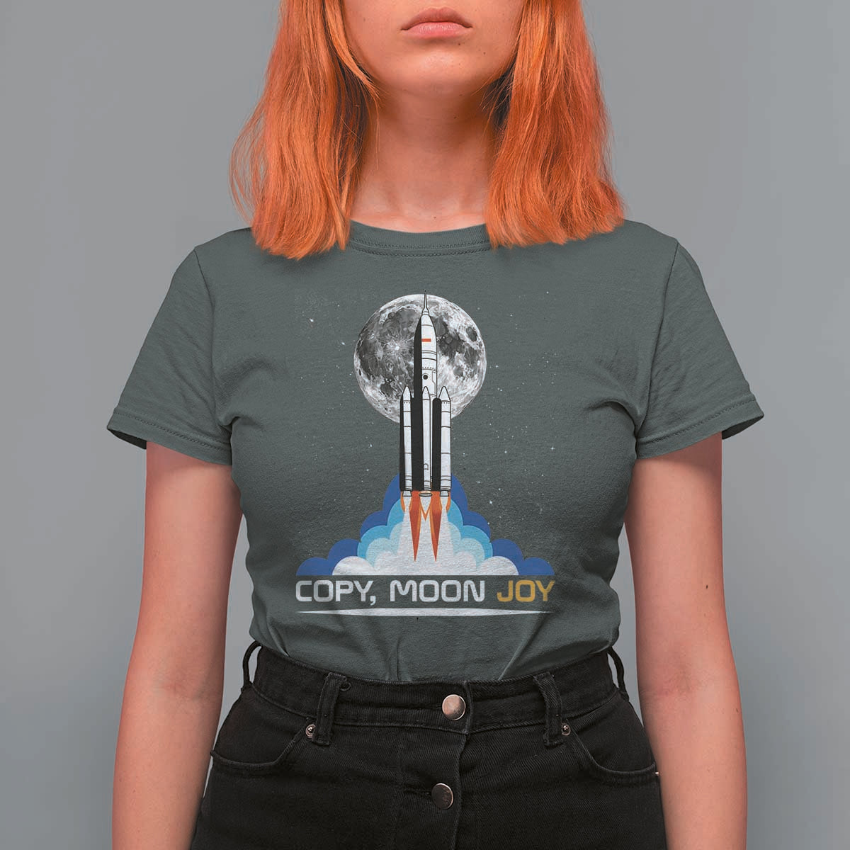 Copy Moon Joy T Shirt For Women Rocket Launch Full Moon