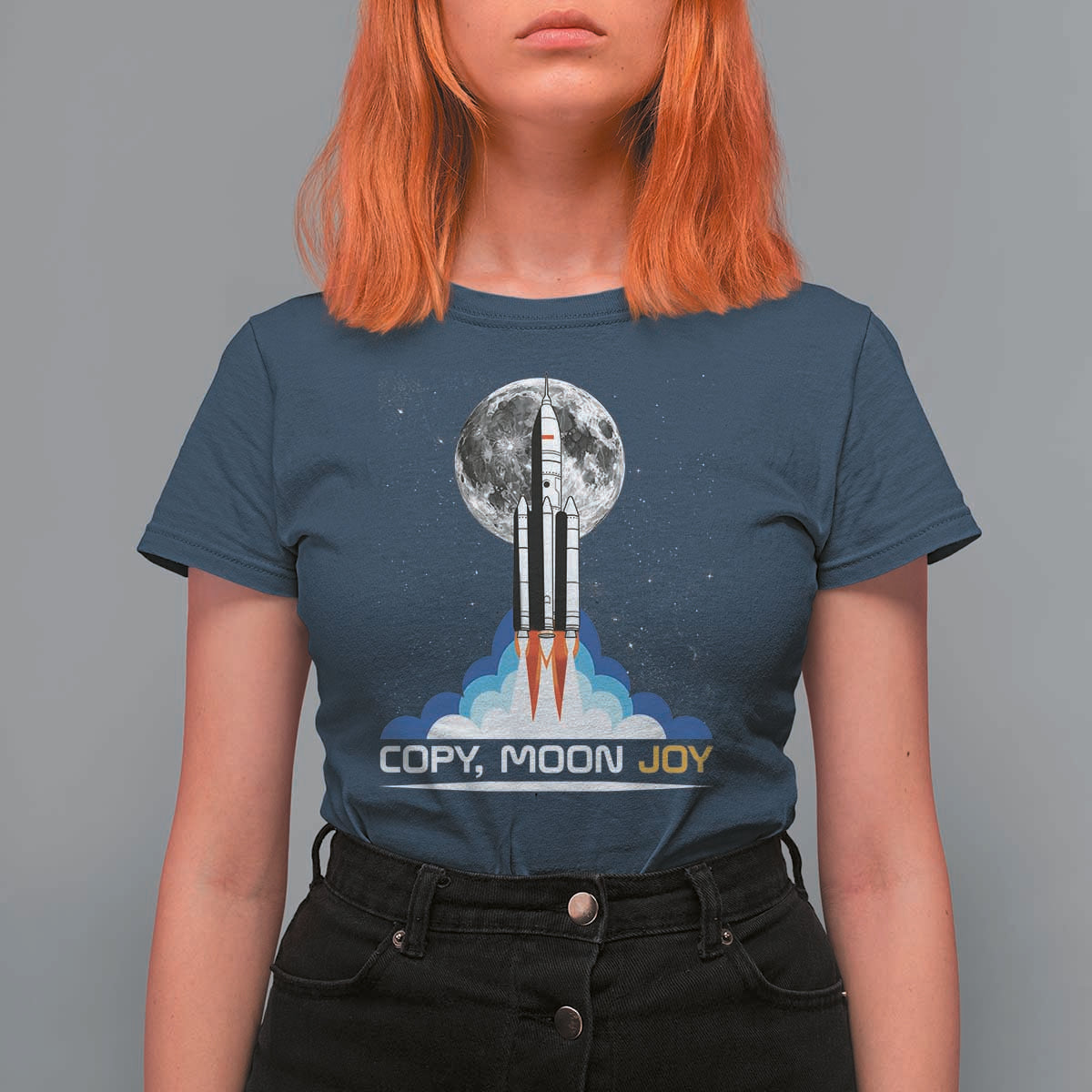 Copy Moon Joy T Shirt For Women Rocket Launch Full Moon