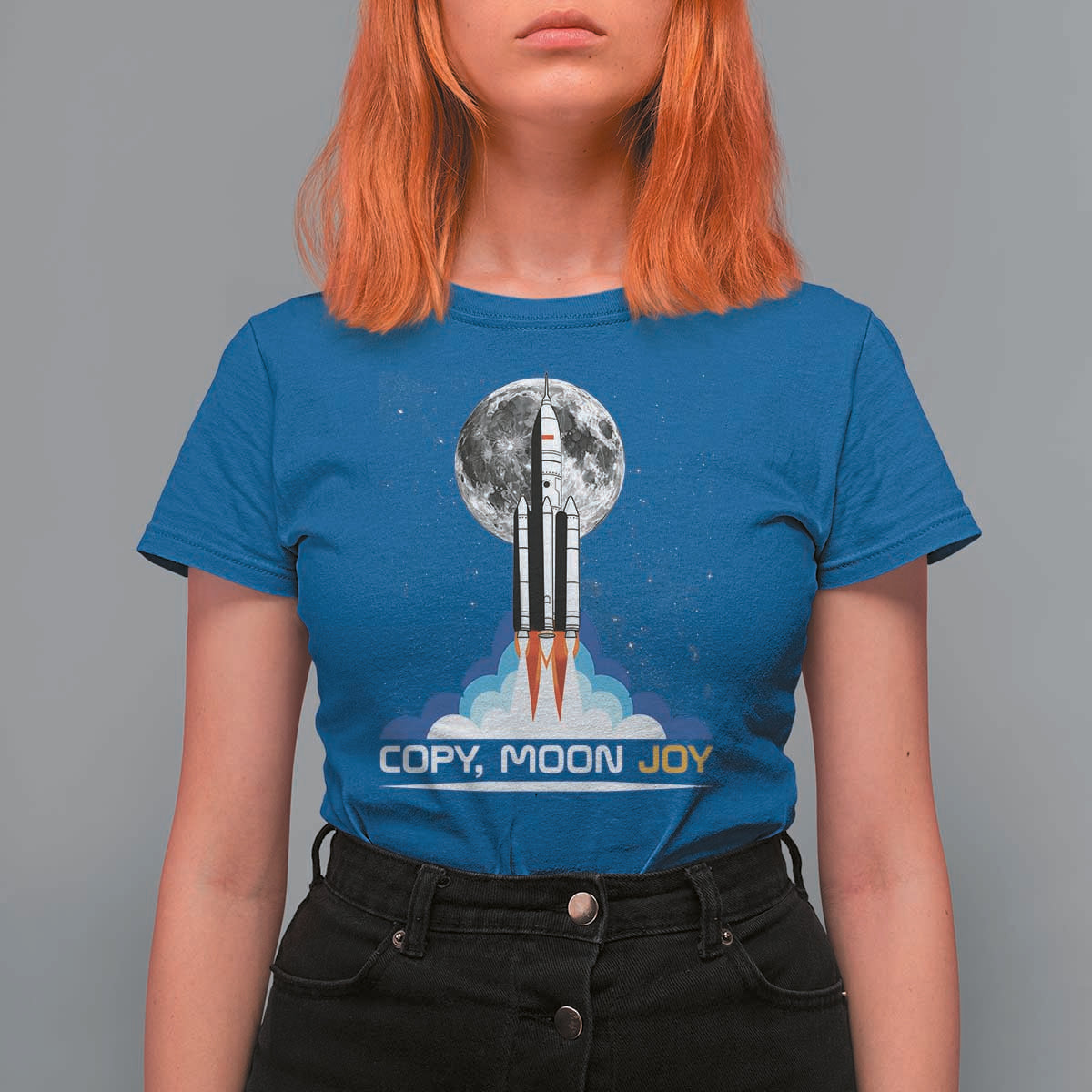 Copy Moon Joy T Shirt For Women Rocket Launch Full Moon