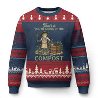That's It You're Going in the Compost Ugly Christmas Sweater Funny Frog Gardener Meme