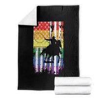 Rodeo Gay Cowboy Western LGBTQ Rainbow Flag Throw Blanket