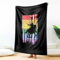 Rodeo Gay Cowboy Western LGBTQ Rainbow Flag Throw Blanket