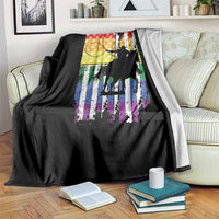 Rodeo Gay Cowboy Western LGBTQ Rainbow Flag Throw Blanket