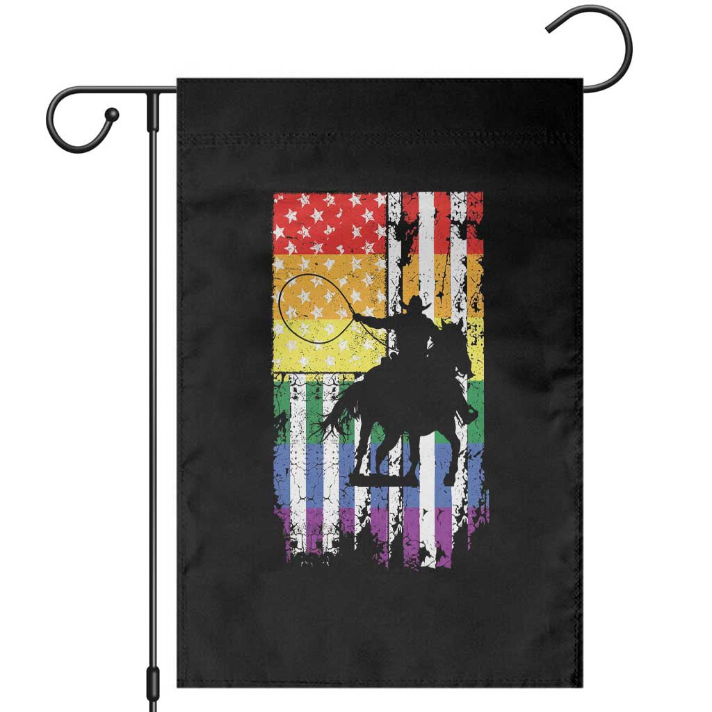 Rodeo Gay Cowboy Western LGBTQ Rainbow Flag Garden Flag