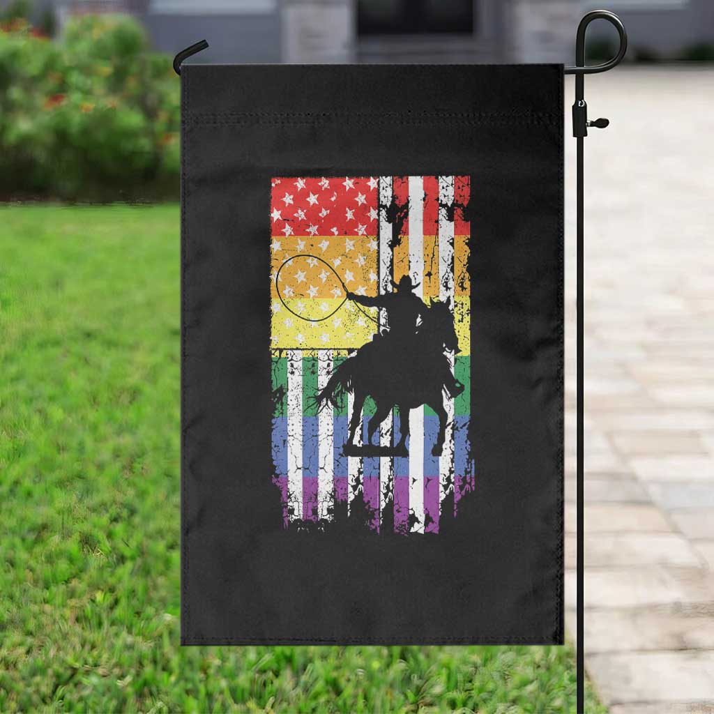 Rodeo Gay Cowboy Western LGBTQ Rainbow Flag Garden Flag