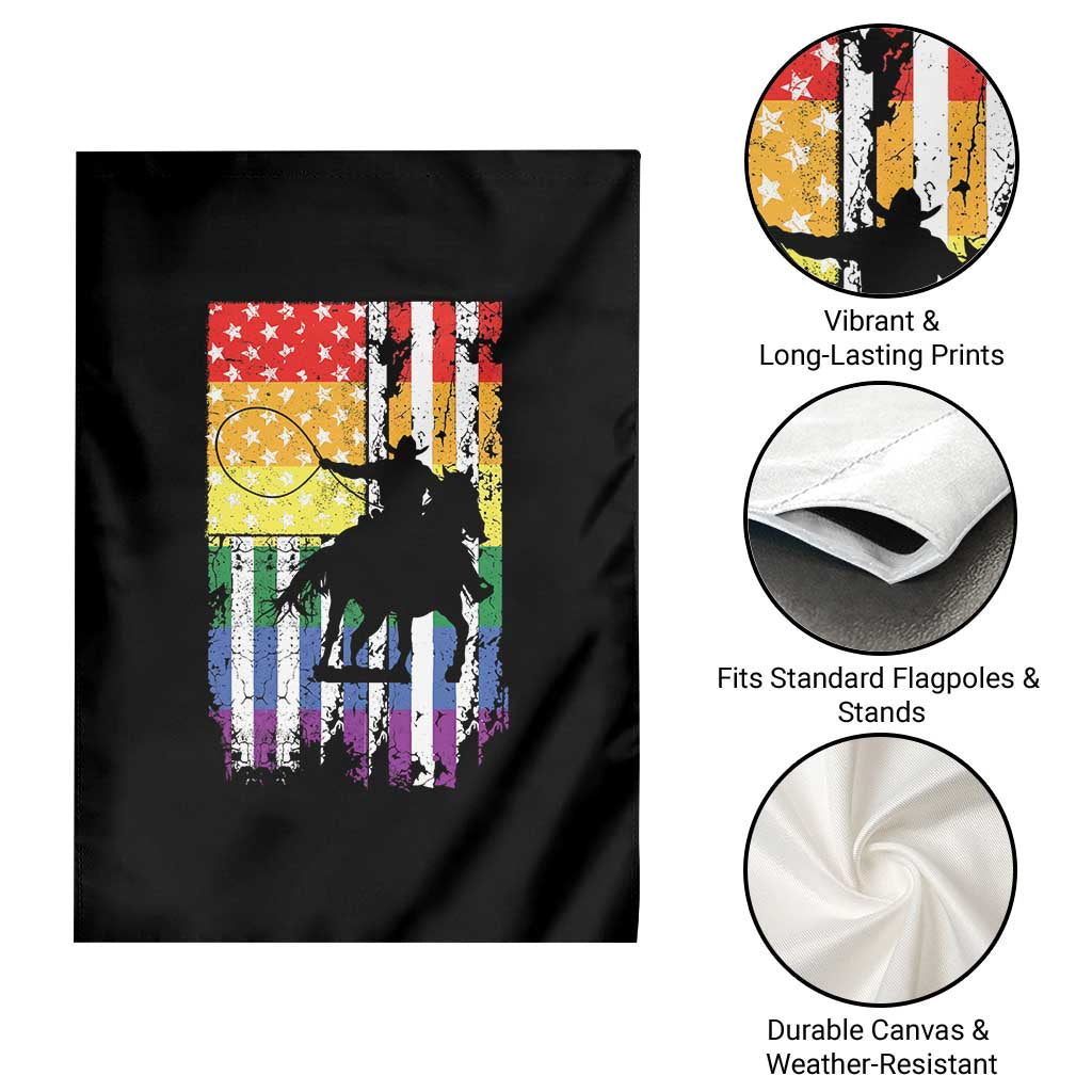 Rodeo Gay Cowboy Western LGBTQ Rainbow Flag Garden Flag