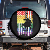 Rodeo Gay Cowboy Western LGBTQ Rainbow Flag Spare Tire Cover