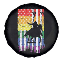 Rodeo Gay Cowboy Western LGBTQ Rainbow Flag Spare Tire Cover