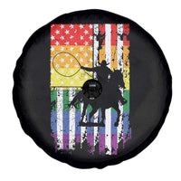 Rodeo Gay Cowboy Western LGBTQ Rainbow Flag Spare Tire Cover