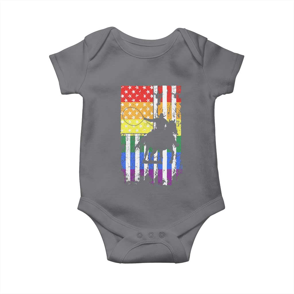 Rodeo Gay Cowboy Western LGBTQ Rainbow Flag Baby Onesie