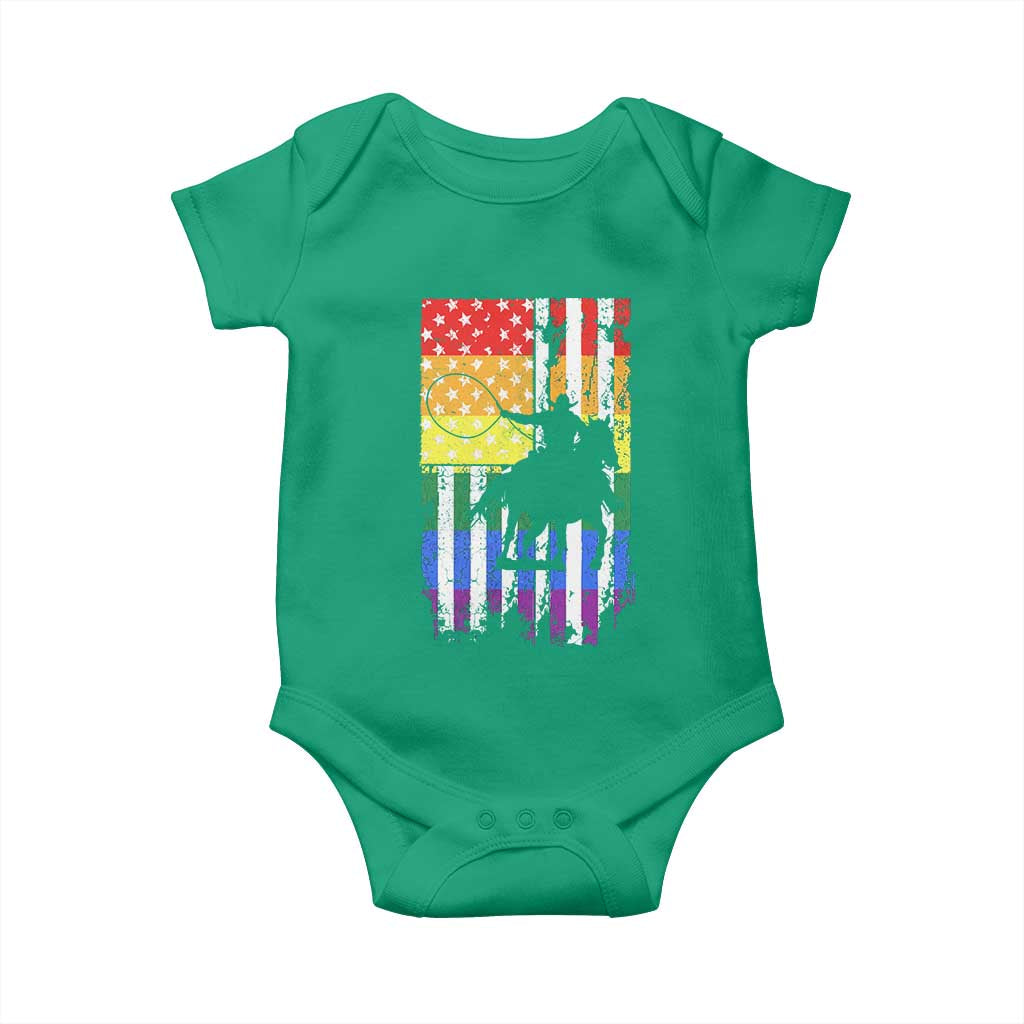 Rodeo Gay Cowboy Western LGBTQ Rainbow Flag Baby Onesie