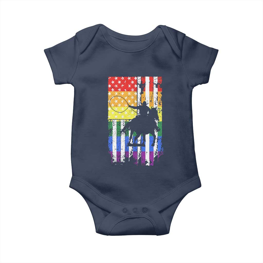 Rodeo Gay Cowboy Western LGBTQ Rainbow Flag Baby Onesie