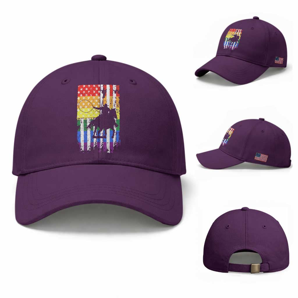 Rodeo Gay Cowboy Western LGBTQ Rainbow Flag Baseball Cap