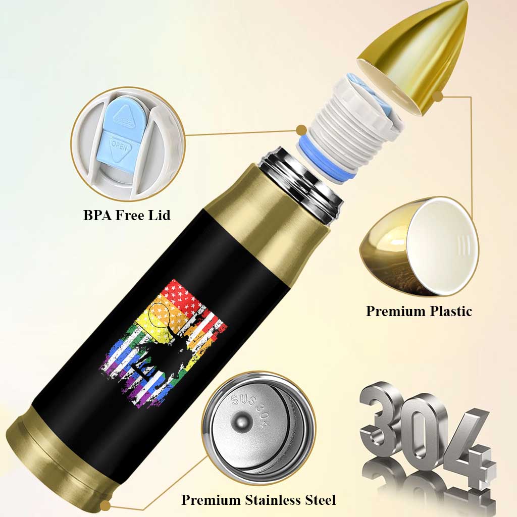 Rodeo Gay Cowboy Western LGBTQ Rainbow Flag Bullet Tumbler
