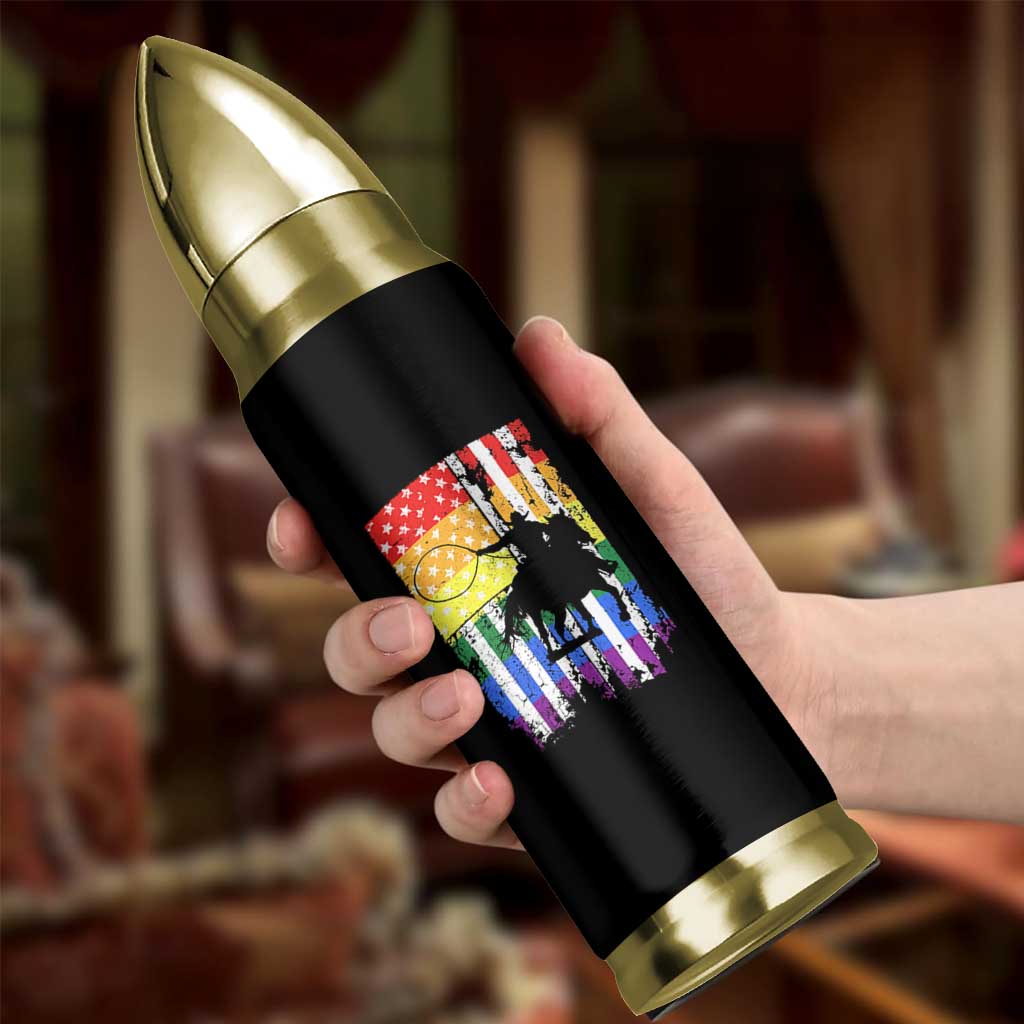 Rodeo Gay Cowboy Western LGBTQ Rainbow Flag Bullet Tumbler