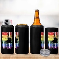 Rodeo Gay Cowboy Western LGBTQ Rainbow Flag 4 in 1 Can Cooler Tumbler
