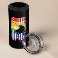 Rodeo Gay Cowboy Western LGBTQ Rainbow Flag 4 in 1 Can Cooler Tumbler
