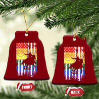 Rodeo Gay Cowboy Western LGBTQ Rainbow Flag Ceramic Ornament