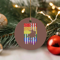 Rodeo Gay Cowboy Western LGBTQ Rainbow Flag Ceramic Ornament