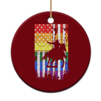 Rodeo Gay Cowboy Western LGBTQ Rainbow Flag Ceramic Ornament