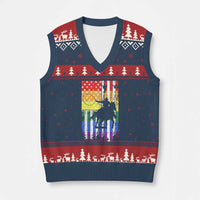 Rodeo Gay Cowboy Western LGBTQ Rainbow Flag V-Neck Knit Sweater Vest