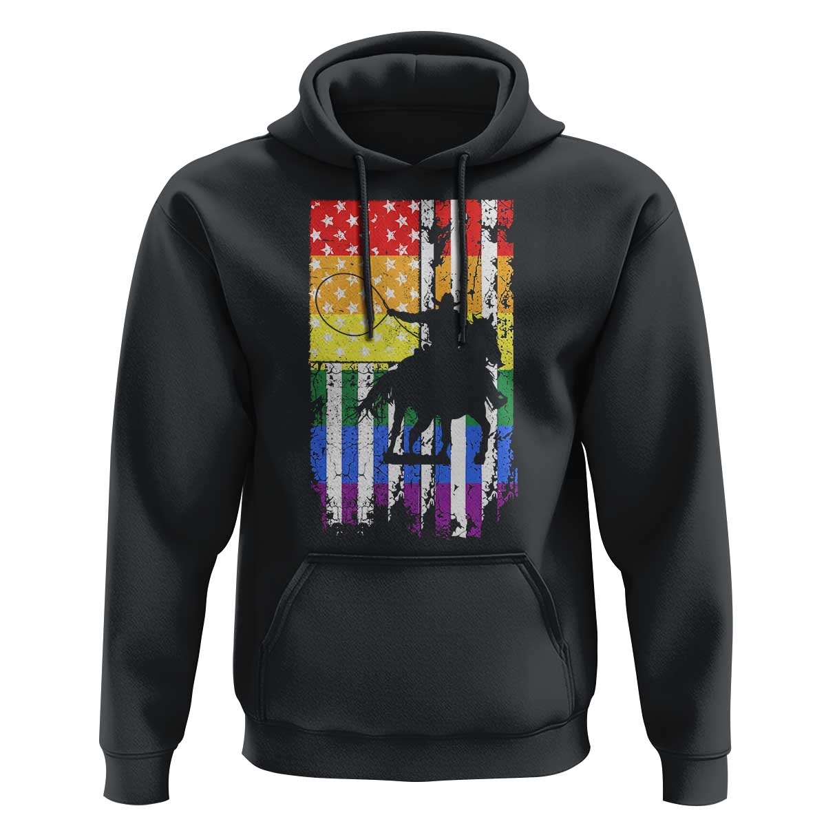 Rodeo Gay Cowboy Western LGBTQ Rainbow Flag Hoodie