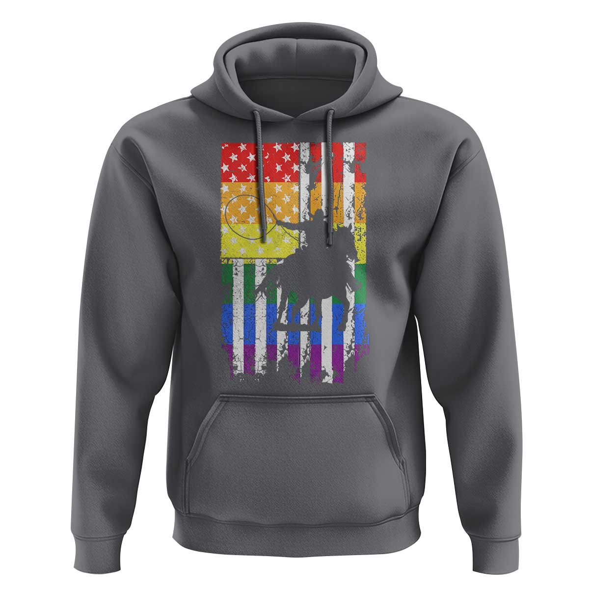 Rodeo Gay Cowboy Western LGBTQ Rainbow Flag Hoodie