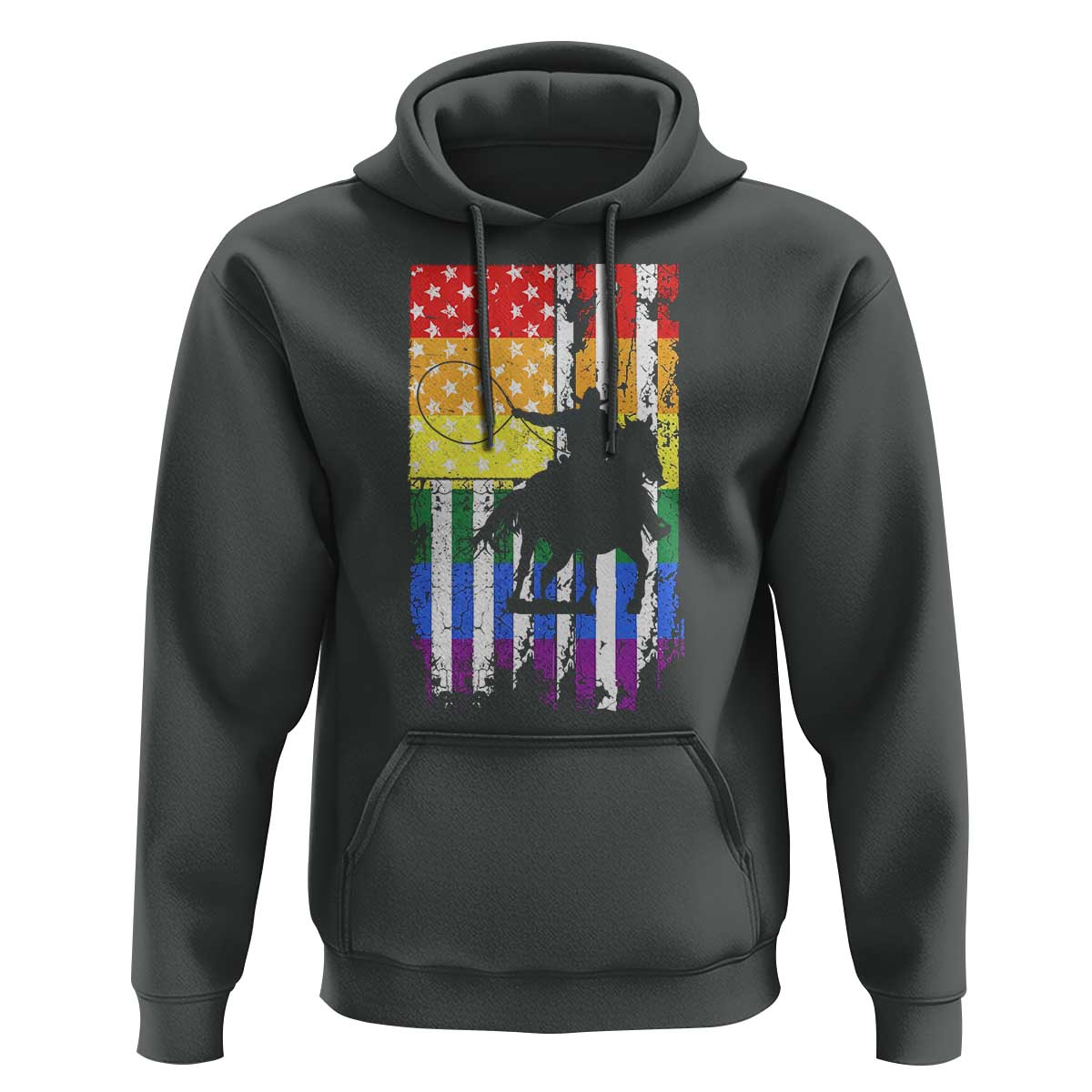 Rodeo Gay Cowboy Western LGBTQ Rainbow Flag Hoodie