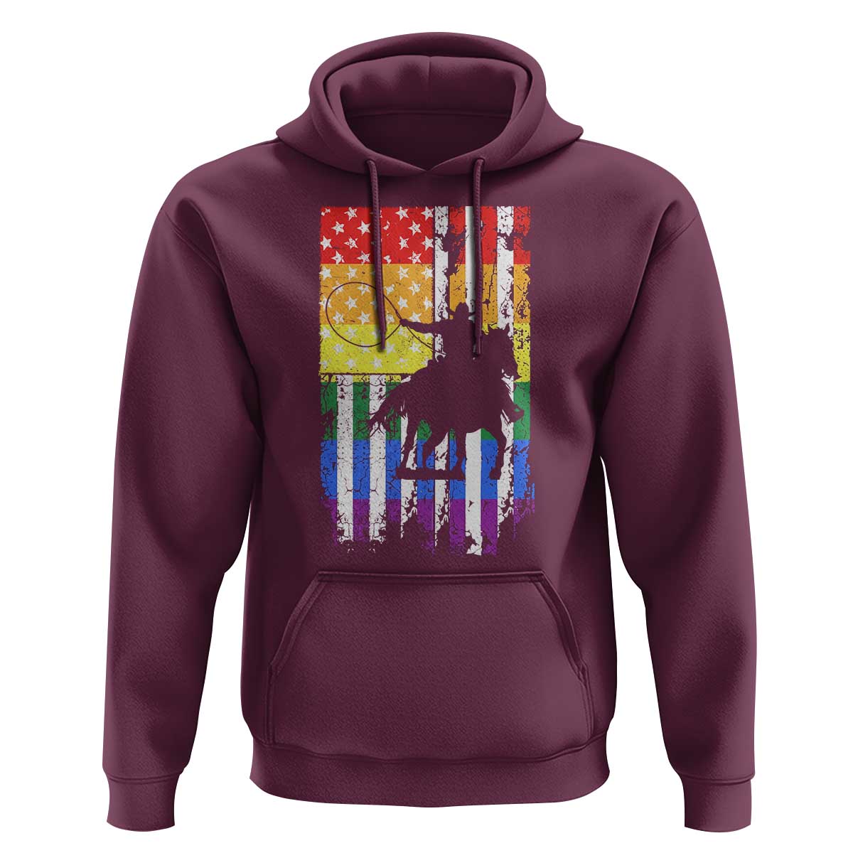 Rodeo Gay Cowboy Western LGBTQ Rainbow Flag Hoodie