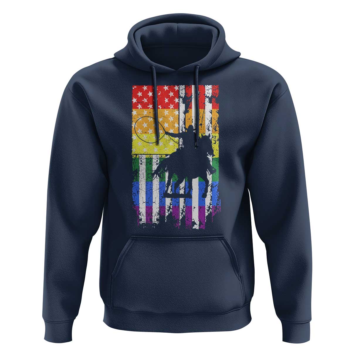 Rodeo Gay Cowboy Western LGBTQ Rainbow Flag Hoodie