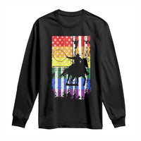 Rodeo Gay Cowboy Western LGBTQ Rainbow Flag Long Sleeve Shirt