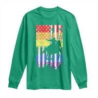 Rodeo Gay Cowboy Western LGBTQ Rainbow Flag Long Sleeve Shirt