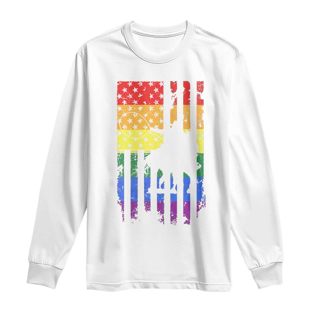 Rodeo Gay Cowboy Western LGBTQ Rainbow Flag Long Sleeve Shirt