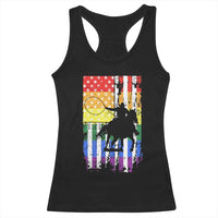 Rodeo Gay Cowboy Western LGBTQ Rainbow Flag Racerback Tank Top