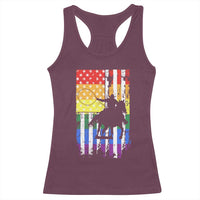 Rodeo Gay Cowboy Western LGBTQ Rainbow Flag Racerback Tank Top