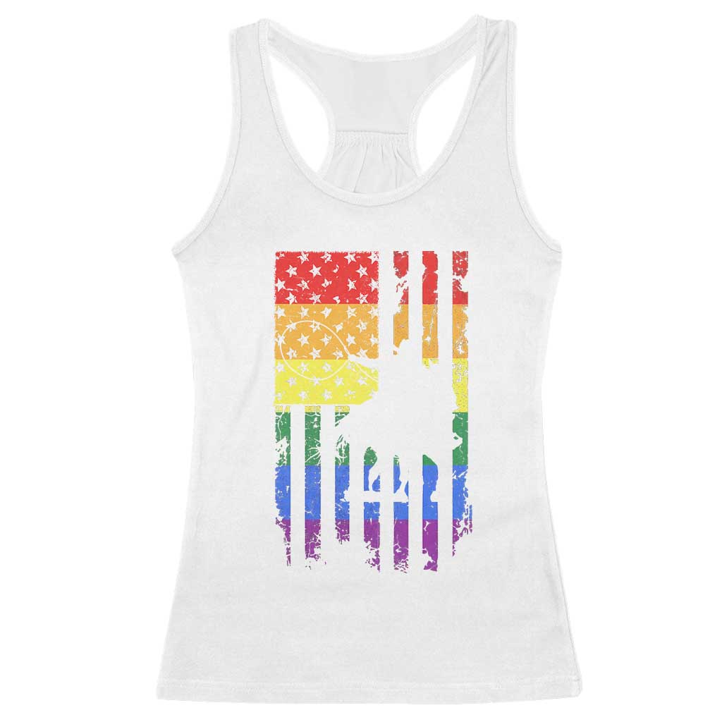 Rodeo Gay Cowboy Western LGBTQ Rainbow Flag Racerback Tank Top