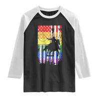 Rodeo Gay Cowboy Western LGBTQ Rainbow Flag Raglan Shirt