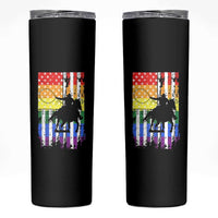Rodeo Gay Cowboy Western LGBTQ Rainbow Flag Skinny Tumbler