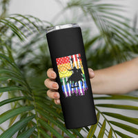 Rodeo Gay Cowboy Western LGBTQ Rainbow Flag Skinny Tumbler