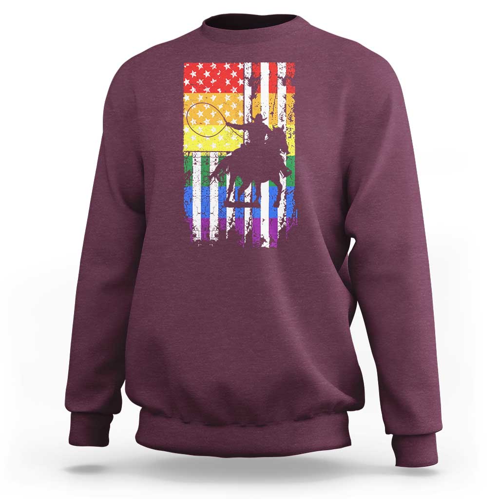 Rodeo Gay Cowboy Western LGBTQ Rainbow Flag Sweatshirt