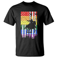 Rodeo Gay Cowboy Western LGBTQ Rainbow Flag T Shirt