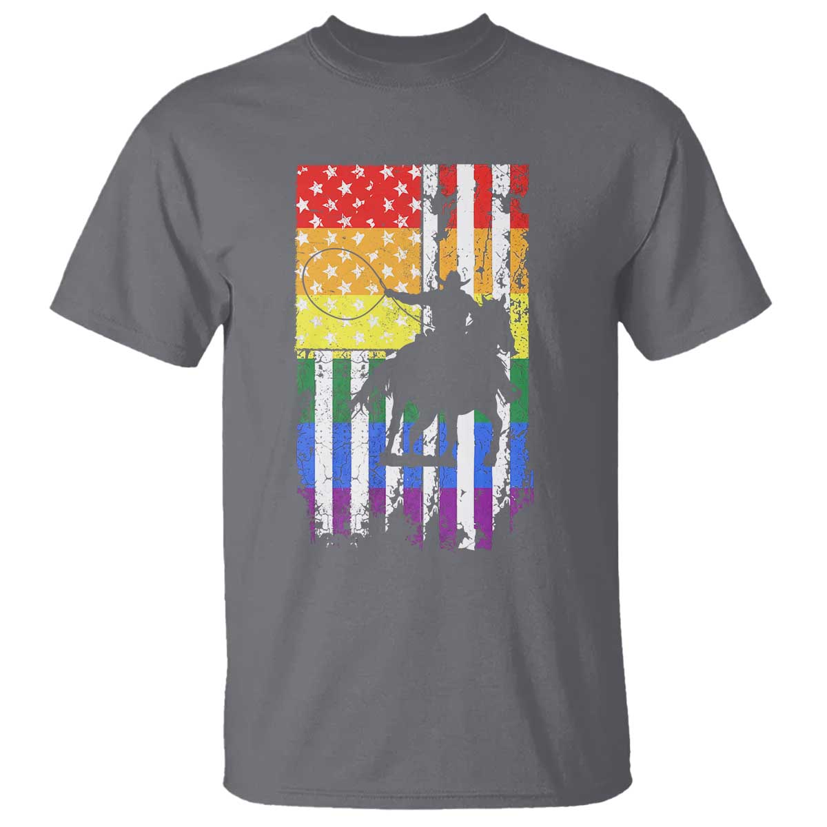 Rodeo Gay Cowboy Western LGBTQ Rainbow Flag T Shirt