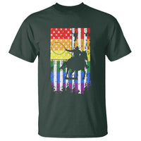 Rodeo Gay Cowboy Western LGBTQ Rainbow Flag T Shirt