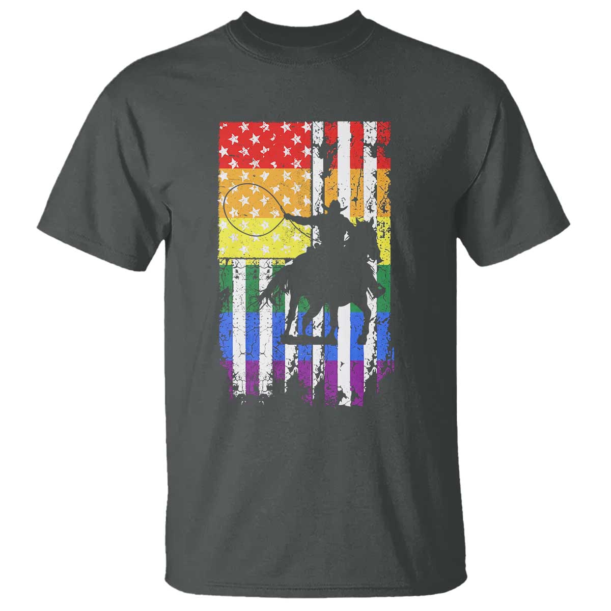 Rodeo Gay Cowboy Western LGBTQ Rainbow Flag T Shirt